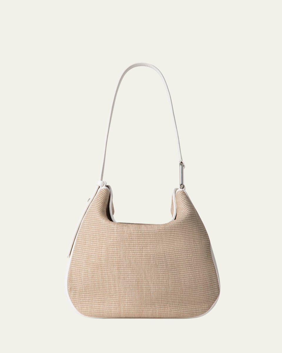 Anna Medium Raffia & Leather Hobo Bag